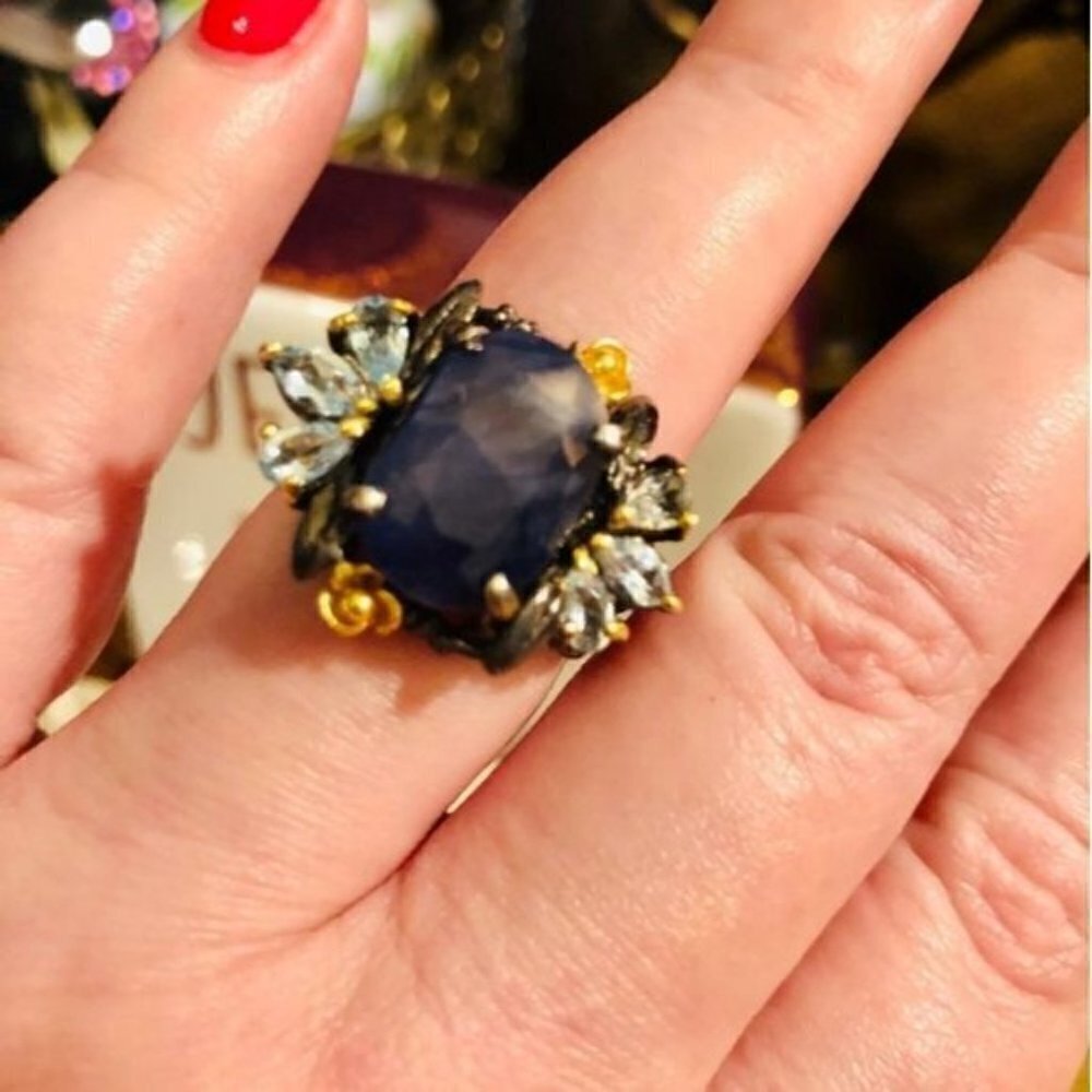 BEAUTIFUL BLUE LAPIS RING SIZE 9 - Picture 3 of 16